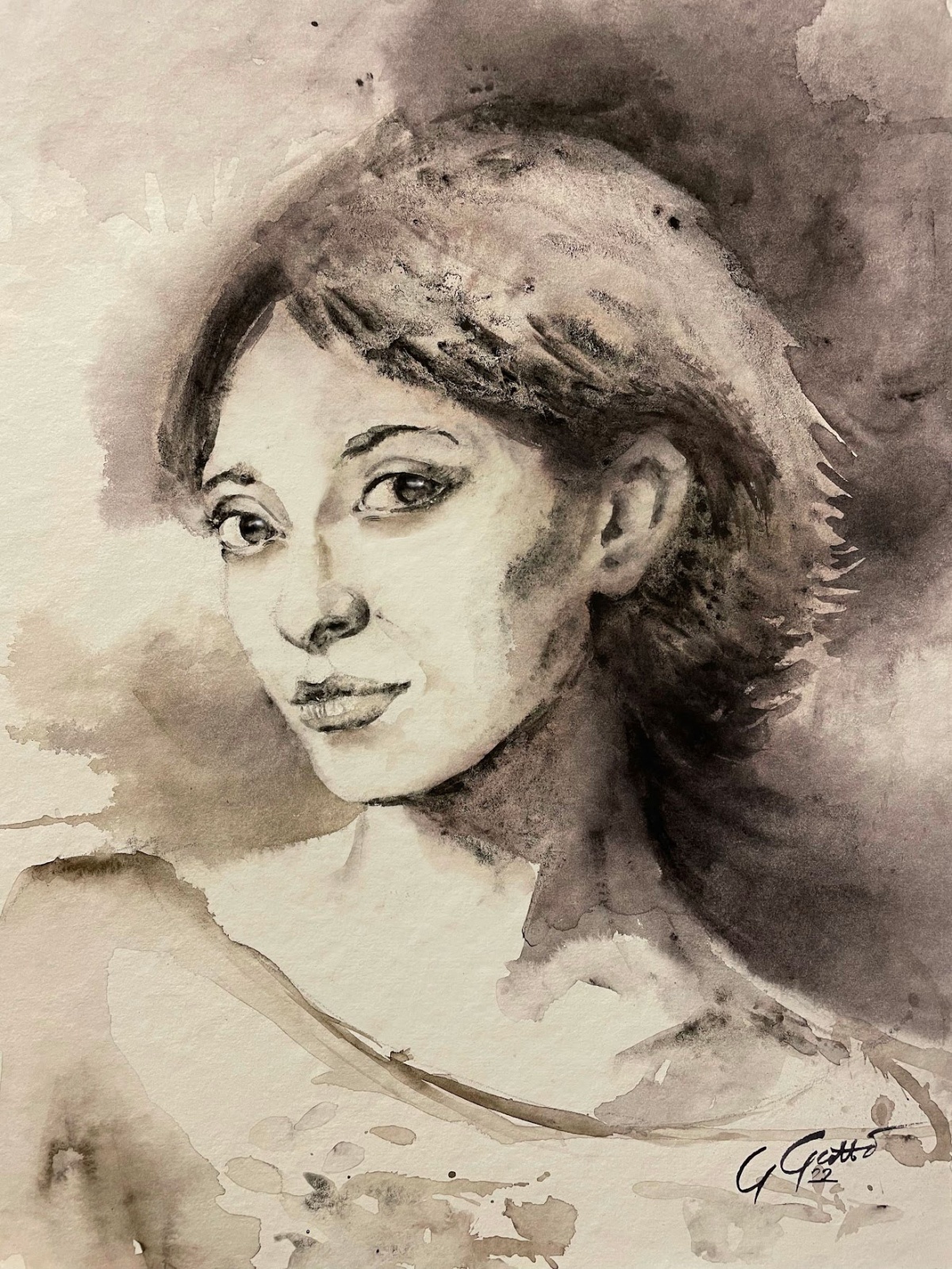 Ritratto di ragazza - monocromo - watercolour on paper
40x30 cm