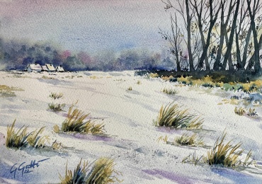 Paesaggio invernale - Winter landscape - watercolour on paper - 31x41 cm