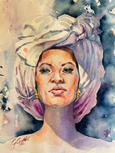 Woman with turban - watercolour on paper - 40x30 cm