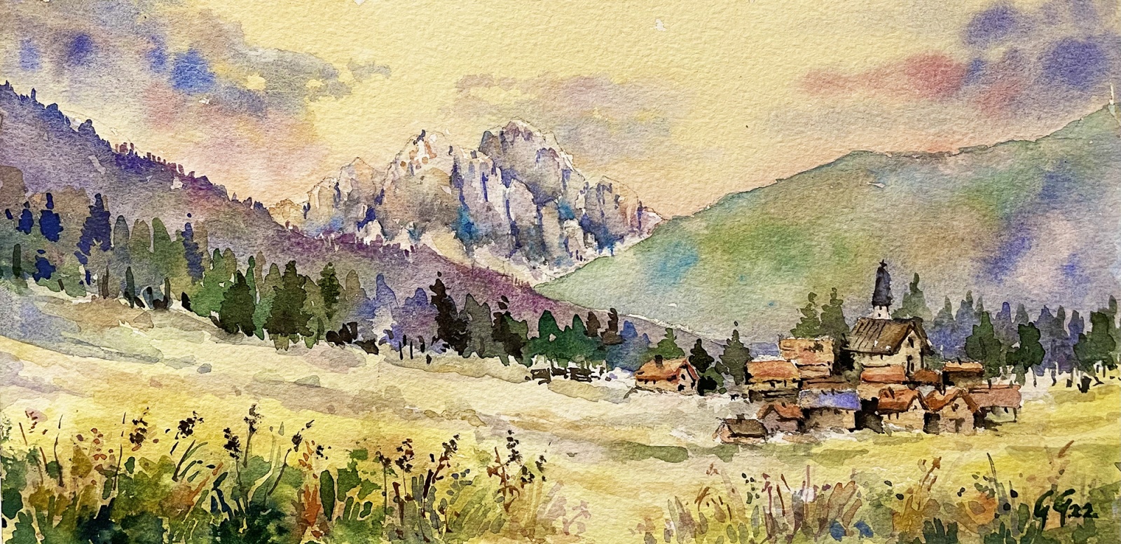 Peaceful mountain  - watercolour on paper
15x20 cm